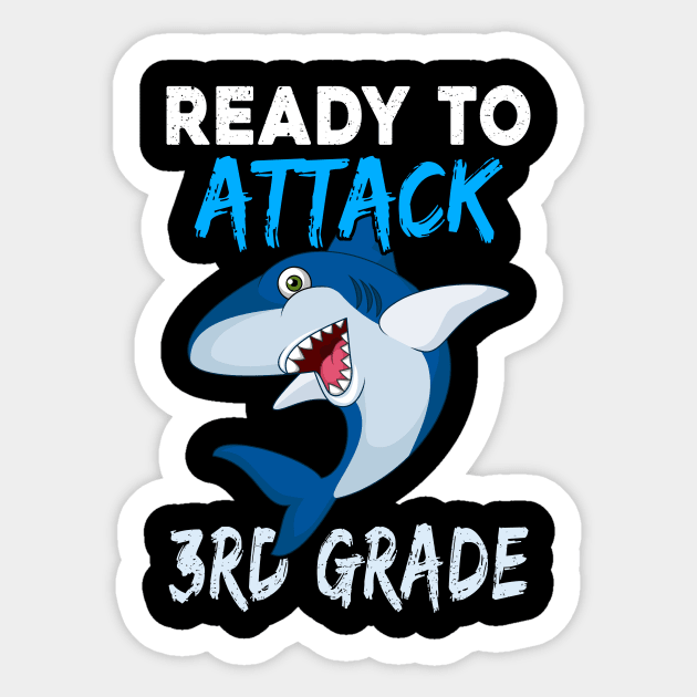 Shark Kids Ready To Attack 3rd Grade Boys Back To School Sticker by kateeleone97023